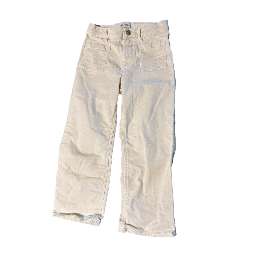 NWOT Crewcuts Off White Corduroy Pants‎ Size 7 Girl Adjustable Zip Fly Formal